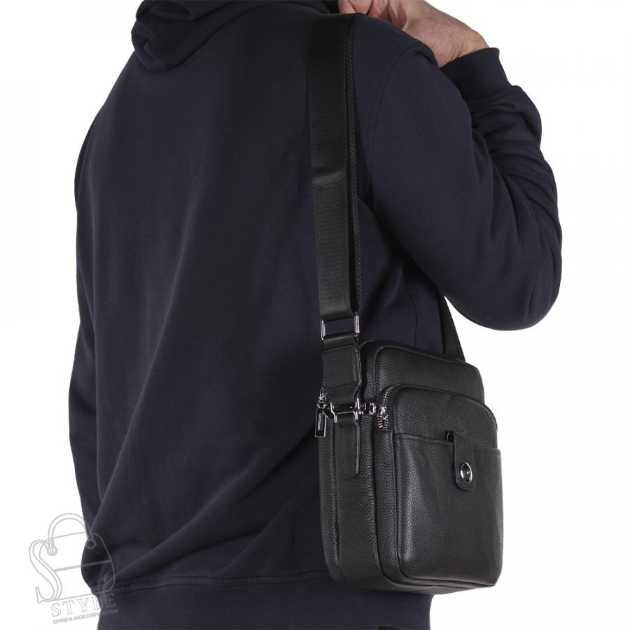Сумка мужская кожаная 2601H black Heanbag в Новосибирске