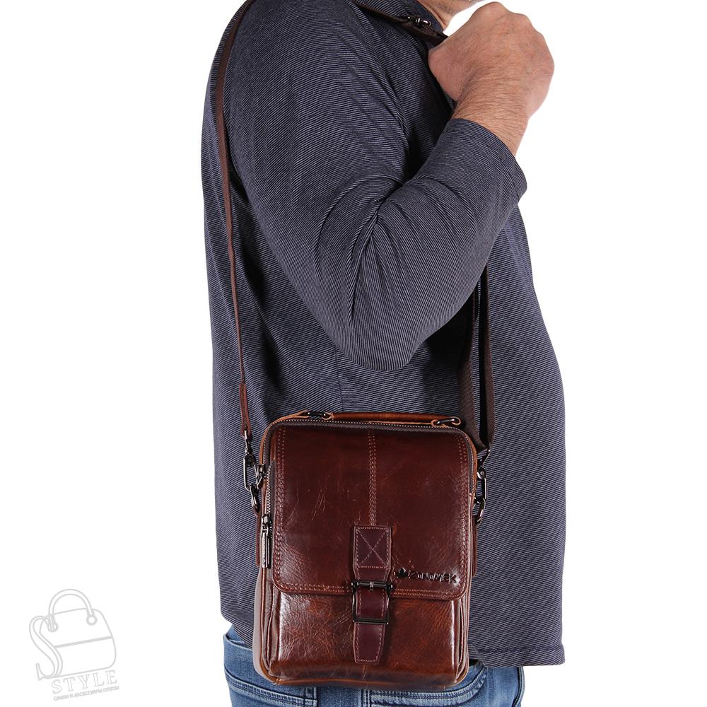 Сумка мужская кожаная 67712Z brown Zinimxs