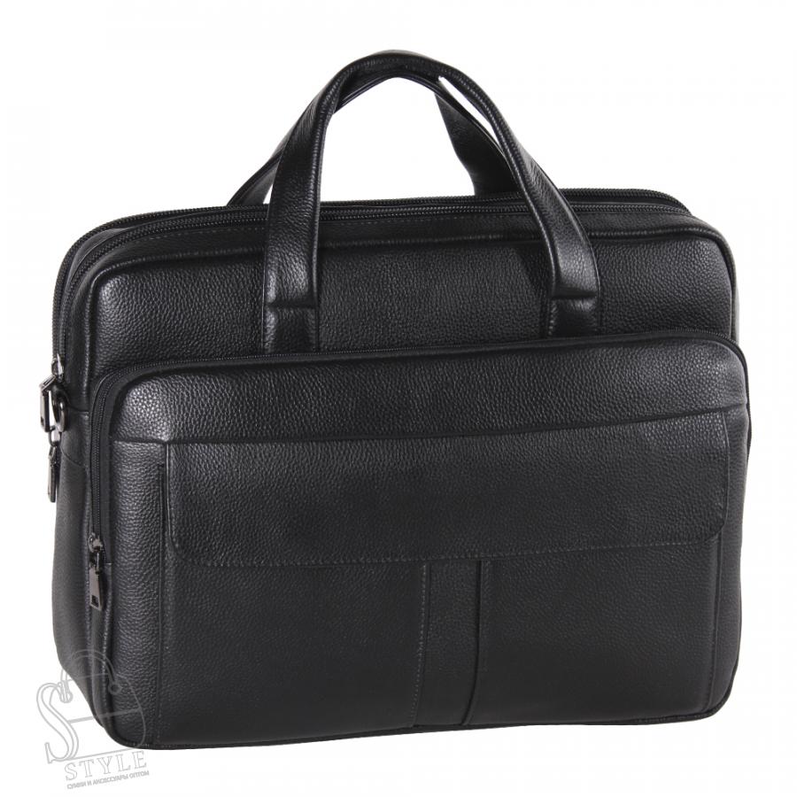 Портфель мужской кожаный 8074G black S-Style в Новосибирске