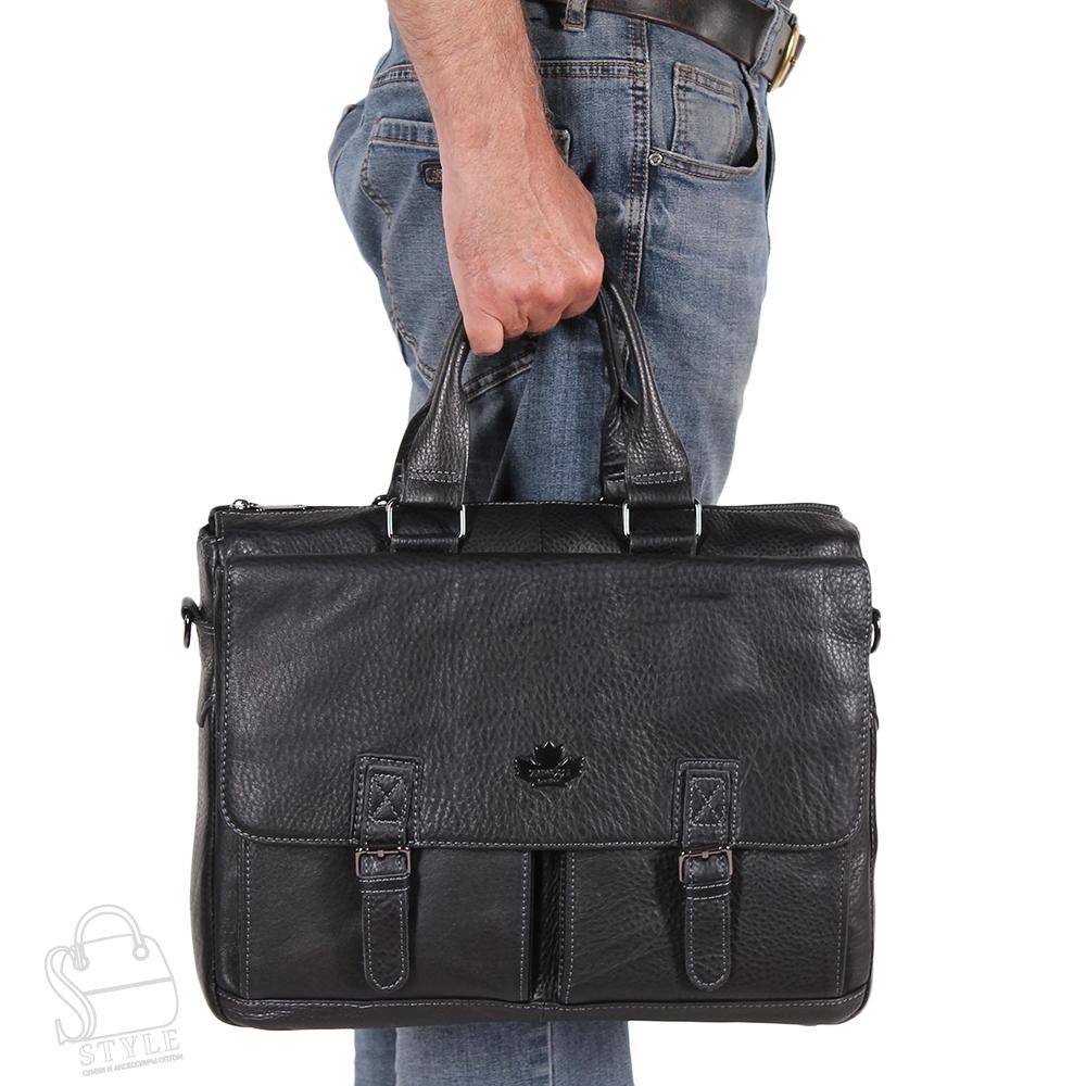 Портфель мужской кожаный 0067Z black Zinimsk