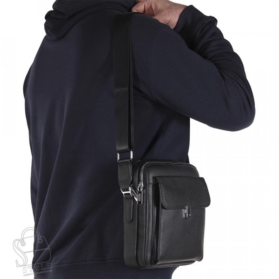 Сумка мужская кожаная 2604H black Heanbag
