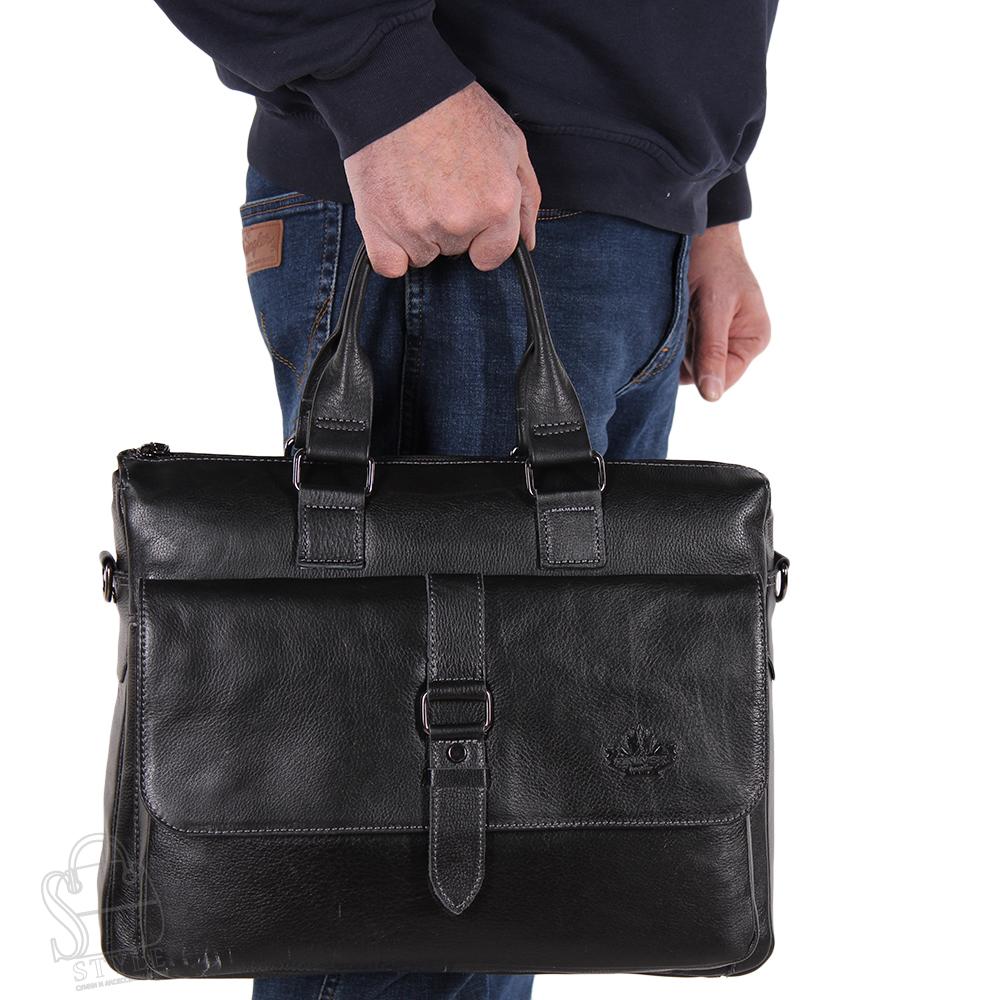 Портфель мужской кожаный 0066Z black Zinimsk