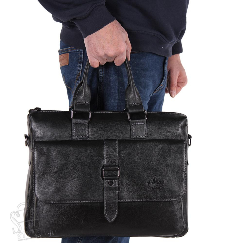 Портфель мужской кожаный 0066Z black Zinimsk