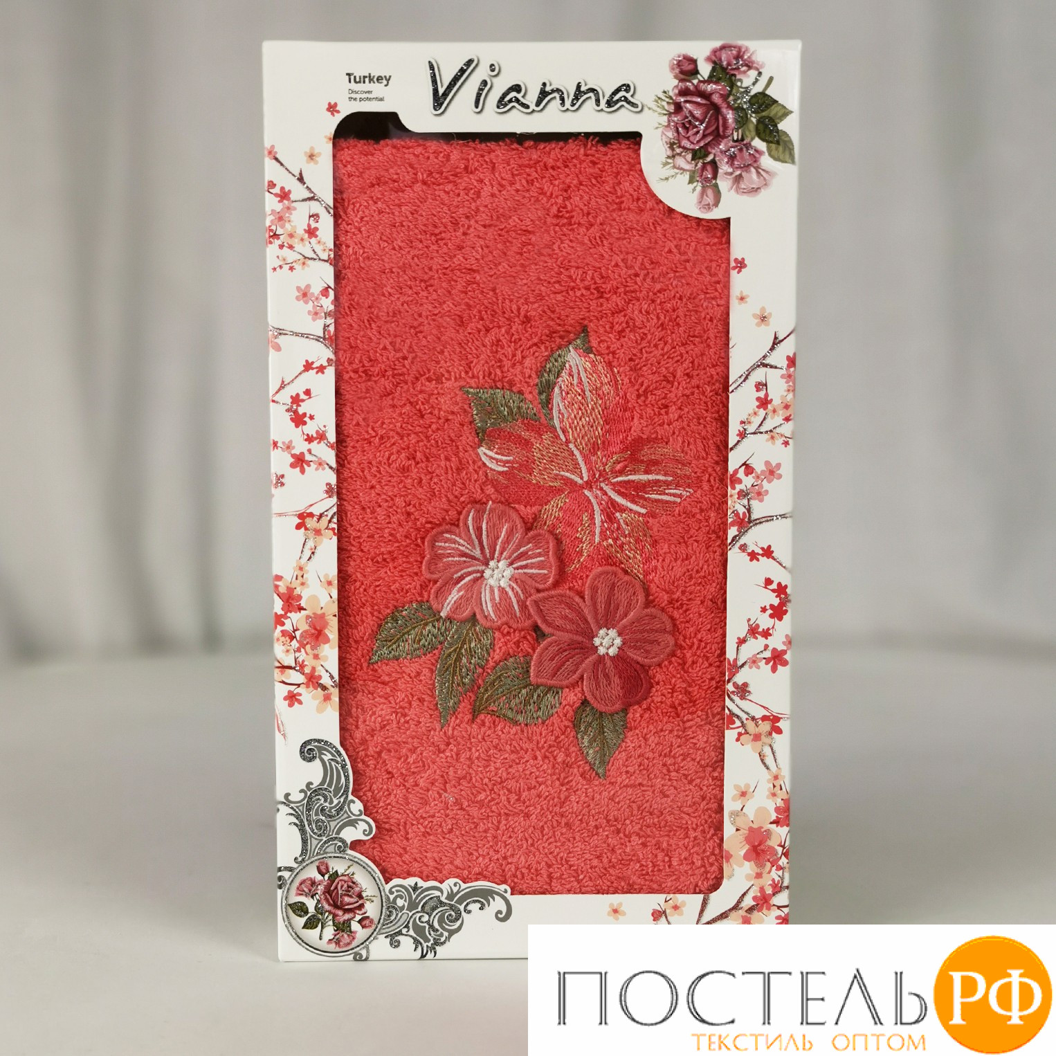 8436, Полотенце Vianna 3D Cotton, 50x90, Махра, Коробка