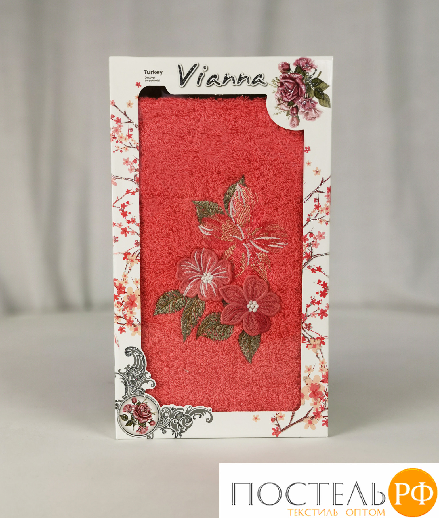 8436, Полотенце Vianna 3D Cotton, 50x90, Махра, Коробка