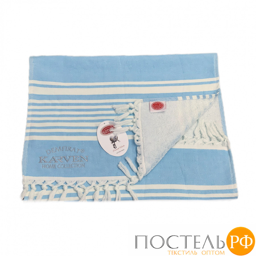 Полотенце Карвен 50*100 1шт.с бахрамой пештемаль махра Н 3275 v2 голубой