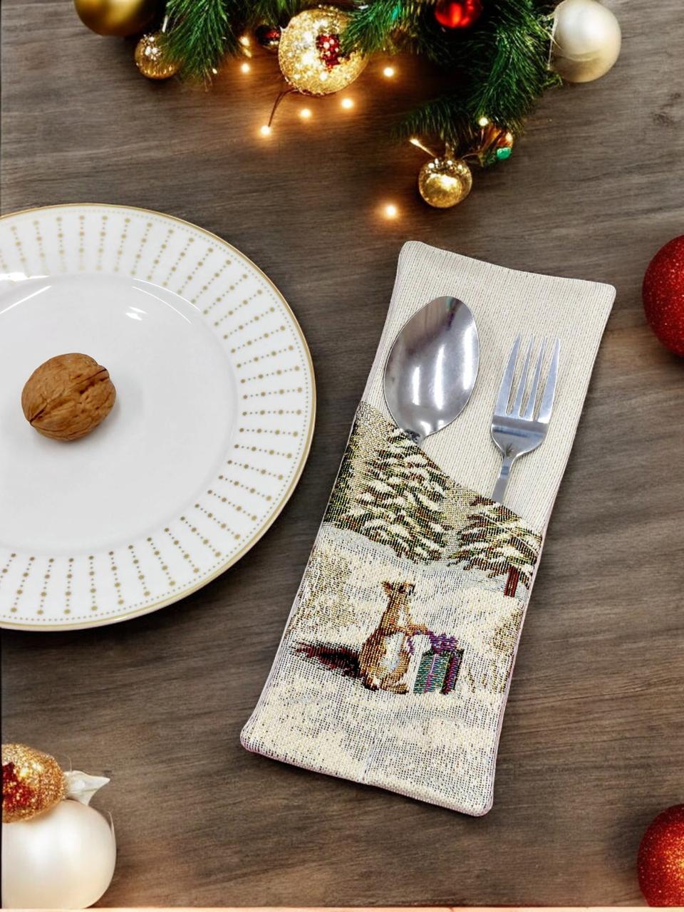 Конверт для Сервировки ( комплект 2 шт ) Дед Мороз в волшебном лесу/Белка 2415670