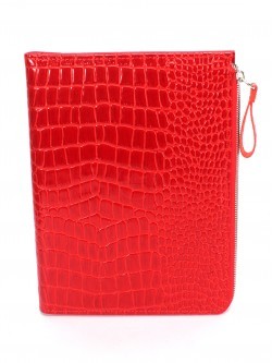 Папка натуральная кожа Croco-1304, 2отд, 2 отд, 8внут карм, красный крокодил (203) 263593