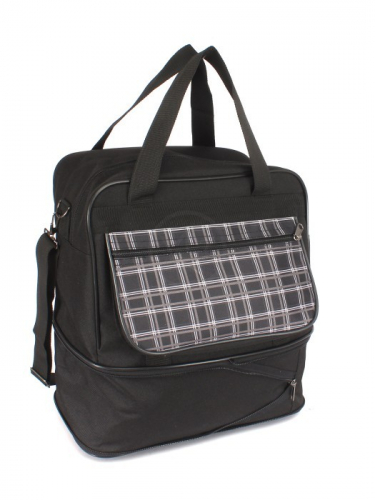 Сумка хозяйственная Silver Top-3031 Дуэт, трансф вниз, ножки, 1отд, 1внеш карм, плечевой ремень, черный/серый (клетка) 245604