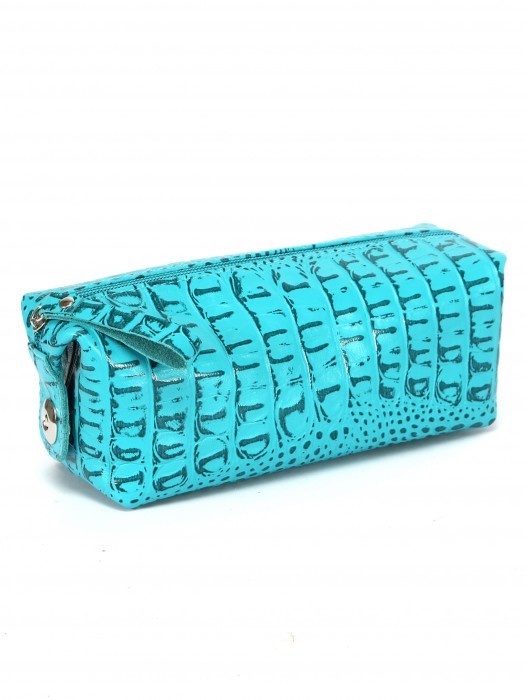 Косметичка Croco-К-721 натуральная кожа (1 отдел), бирюза кайман (72) 263531