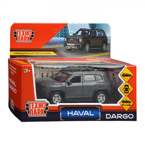 Машина металл Haval Dargo 12 см, (дв, багаж, темно-серый) инерц, в коробке