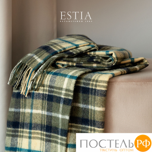 Estia  ПРАТО Плед желт-зел 150х200/10х2 см, 1 пр, 100% шерсть , 350 гр/м2