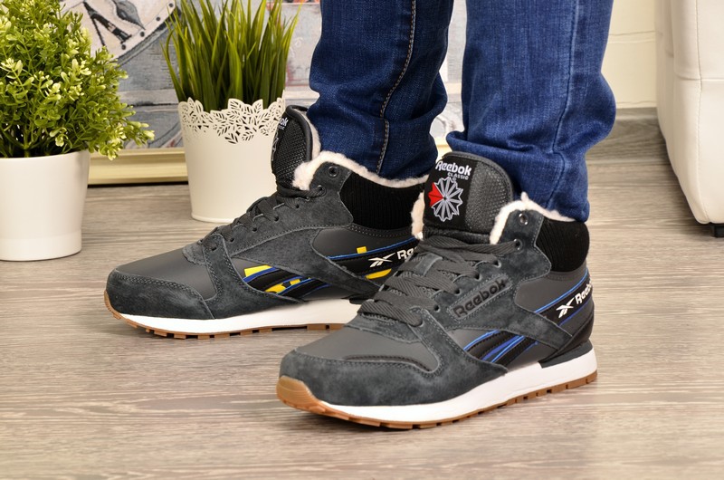 Sport + RBK DB5095-2 Кроссовки т.сер кожа+замша, подклад иск мех