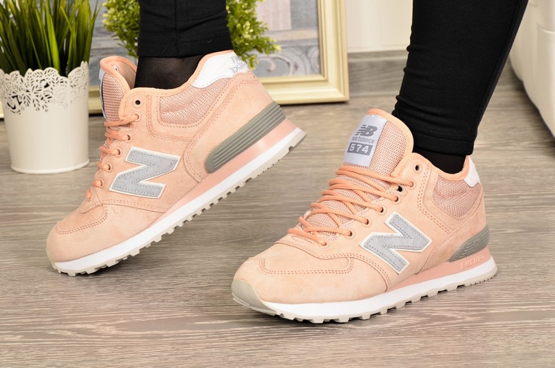 Sport + NB RB35-5 Кроссовки персик замша, подклад комби мех (нат+иск)