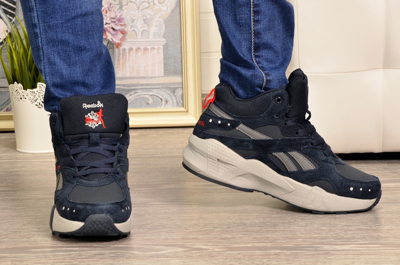 Sport + RBK DB5089-3 Кроссовки син нубук+замша, подклад иск мех