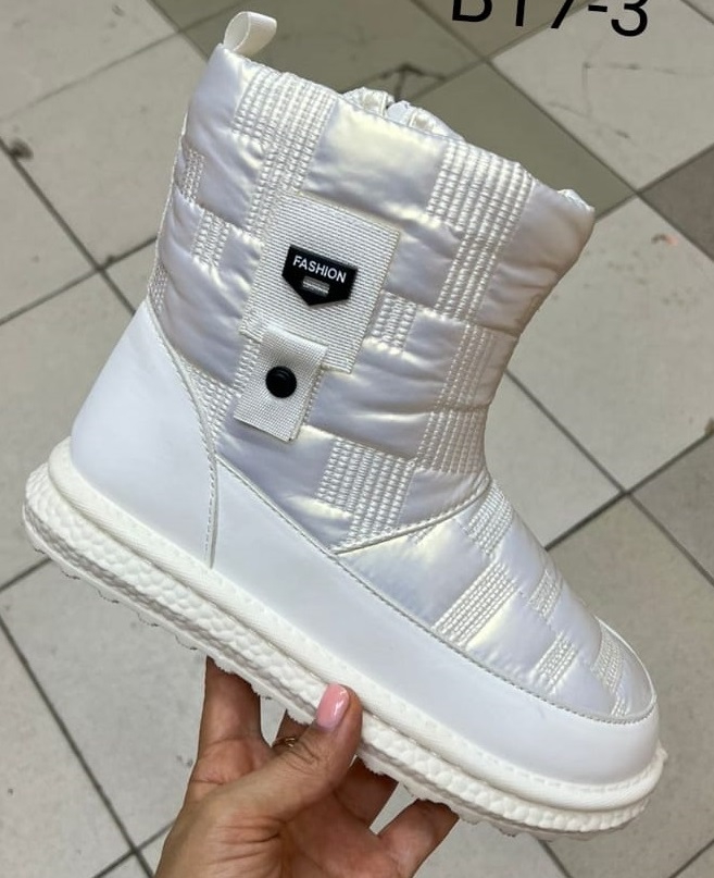 Fashion T-B17-2Z Полусапожки женские бел нейлон+иск кожа, подклад иск мех