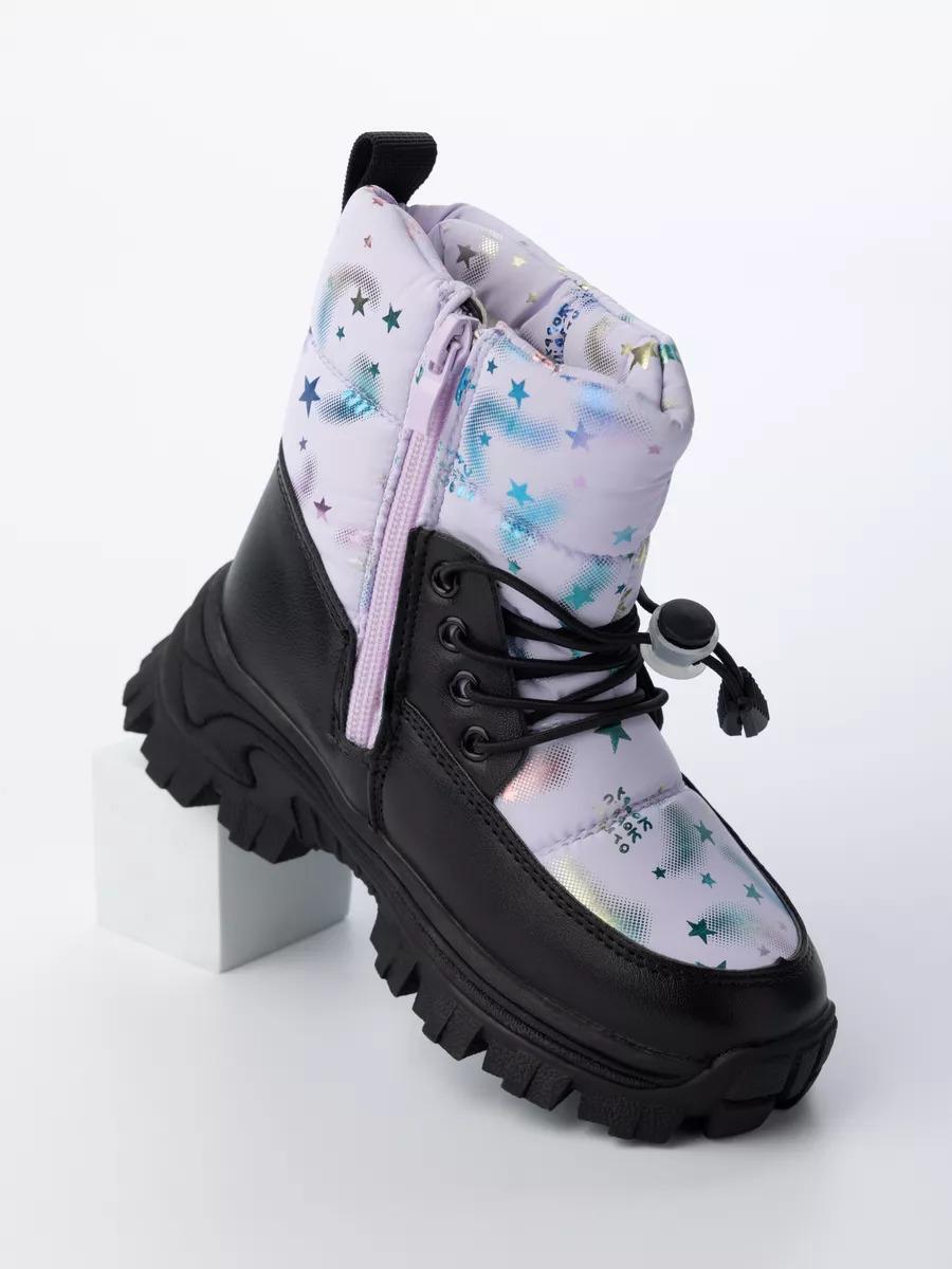 Fashion 9350-2Z Полусапожки детские чер-фиолет нейлон+иск кожа, подклад иск мех