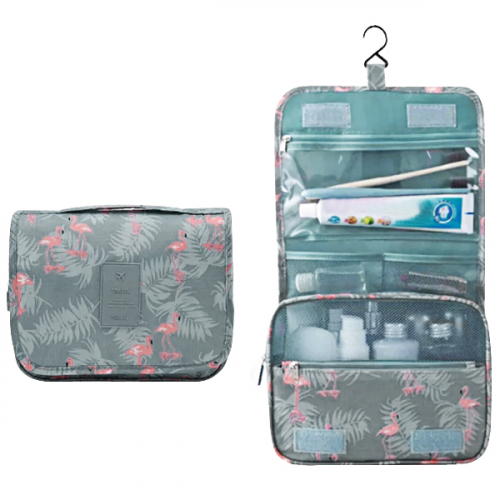 Дорожная косметичка. 1045 grey flamingo