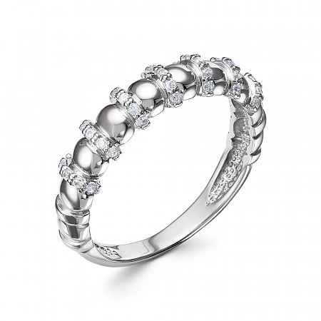 Кольцо с фианитом родированное серебро 925*