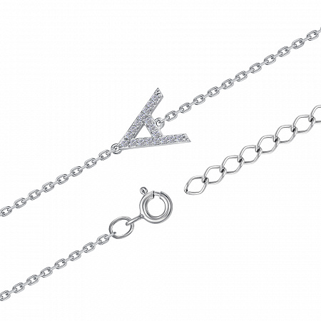 Браслет с фианитом родированный серебро 925*