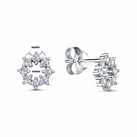 Серьги с фианитом родированные серебро 925*