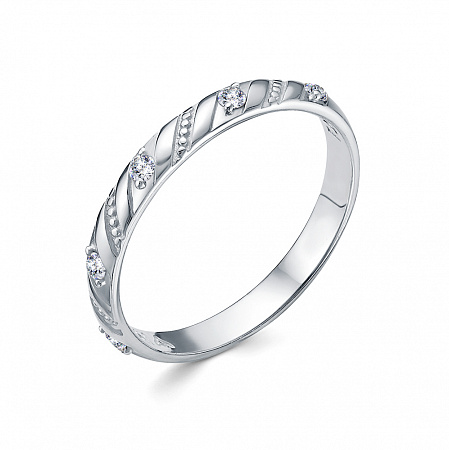 Кольцо (Спаси и Сохрани) из серебра с фианитом родированное литье