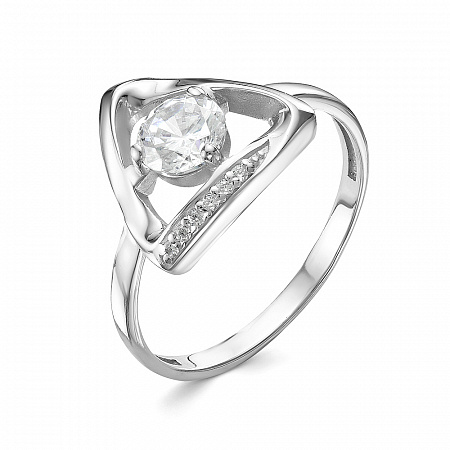 Кольцо с фианитом родированное серебро 925*