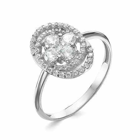 Кольцо с фианитом родированное серебро 925*