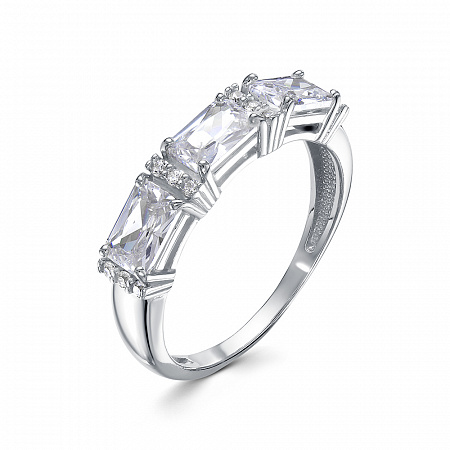 Кольцо с фианитом родированное серебро 925*