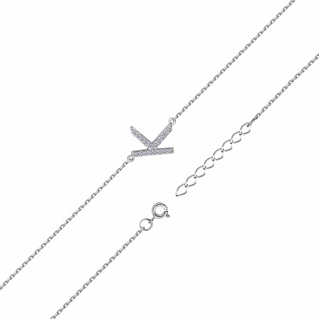 Браслет с фианитом родированный серебро 925*