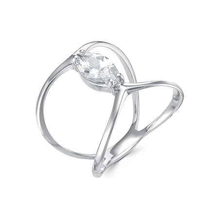 Кольцо с фианитом родированное серебро 925*