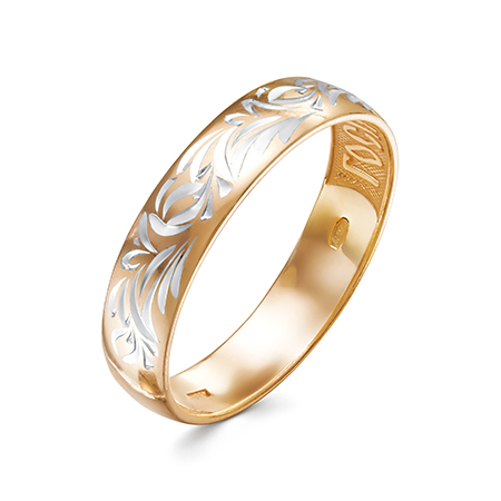 101-96 Кольцо с гравировкой из серебра штампованое с золочением