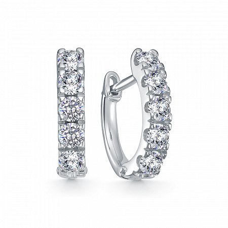 Серьги с фианитом родированные серебро 925*