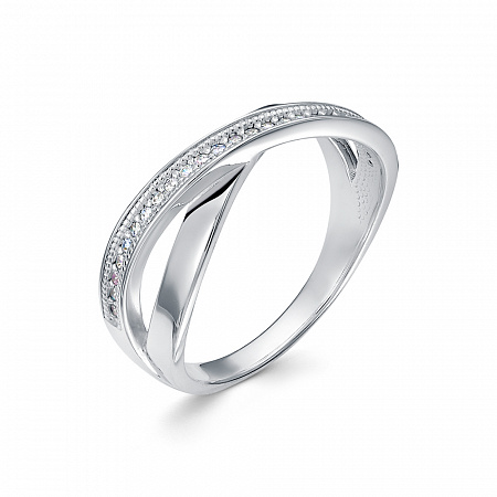 Кольцо с фианитом родированное серебро 925*