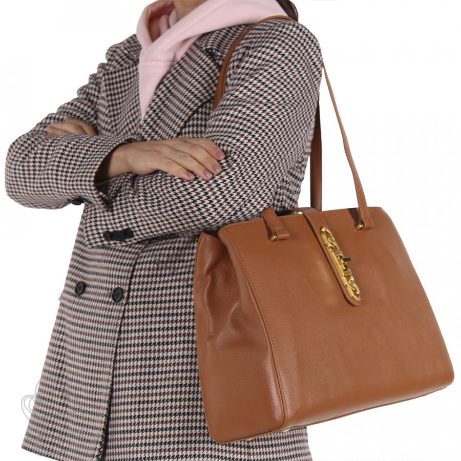 Сумка женская кожаная 1197-1PTH yellow brown Polina&Eiterou/30