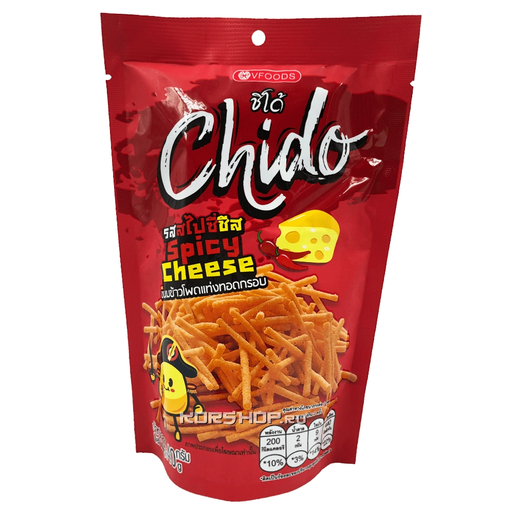 Пшенично-кукурузные палочки со вкусом острого сыра Chido VFoods, Таиланд, 40 г. Срок до 01.10.2025.Распродажа