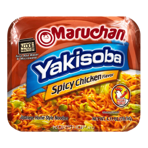 Лапша б/п Якисоба со вкусом курицы со специями Maruchan, США, 116,6 г Акция