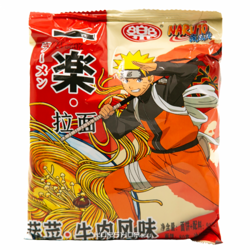 Лапша б/п Ичираку Рамен со вкусом говядины Yile Noodles Naruto, Китай, 92 г Акция