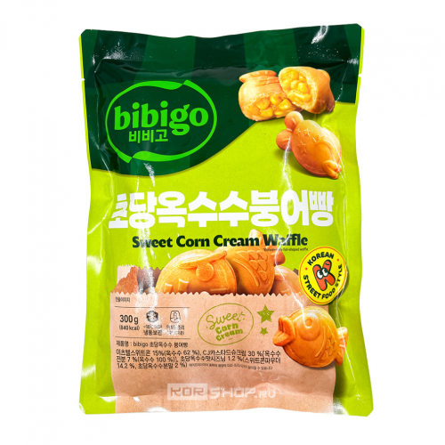 Печенье-вафли рыбки Пуноппан со сладкой кукурузой Bibigo, Корея, 300 г Акция