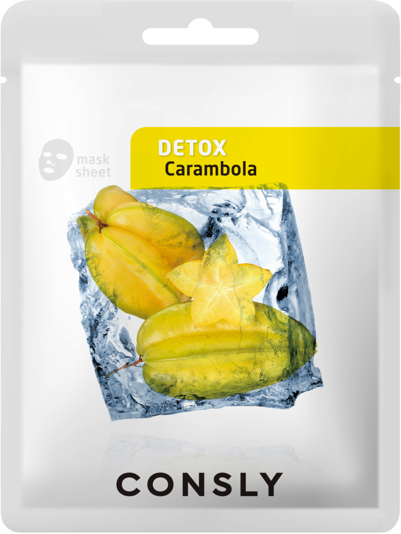 Маска тканевая выводящая токсины с экстрактом карамболы Carambola Detox Mask Pack, 20мл