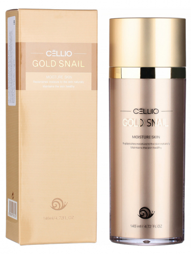 Тонер для лица с коллоидным золотом и муцином улитки CELLIO GOLD SNAIL MOISTURE SKIN,140мл