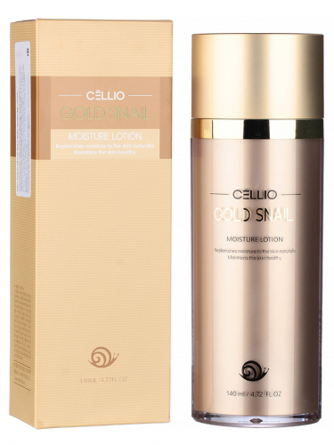Лосьон для лица с коллоидном золотом и муцином улитки CELLIO GOLD SNAIL MOISTURE LOTION,140мл