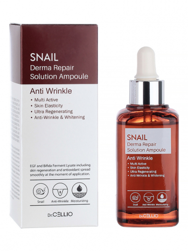 Сыворотка для лица с муцином улитки Dr.CELLIO SNAIL DERMA REPAIR SOLUTION AMPOULE