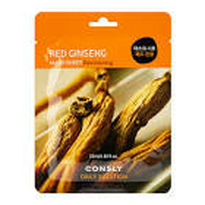 Маска тканевая для лица с экстрактом красного женьшеня , Red Ginseng 25мл, Consly