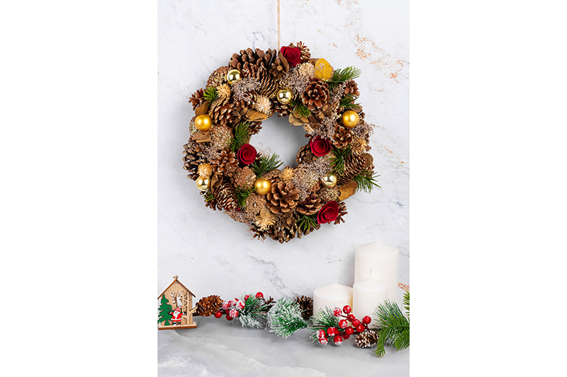 Новогоднее украшение венок 34*34*8 см