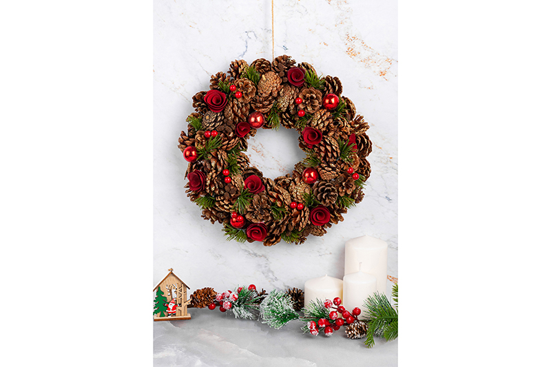 Новогоднее украшение венок 34*34*8 см