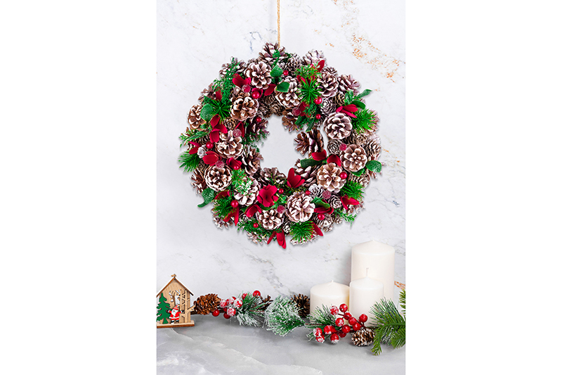 Новогоднее украшение венок 34*34*8 см