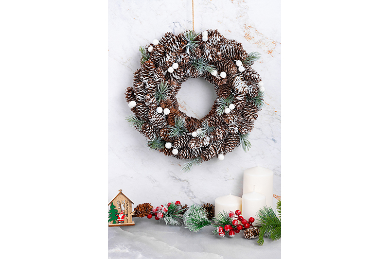 Новогоднее украшение венок 35*35*8 см