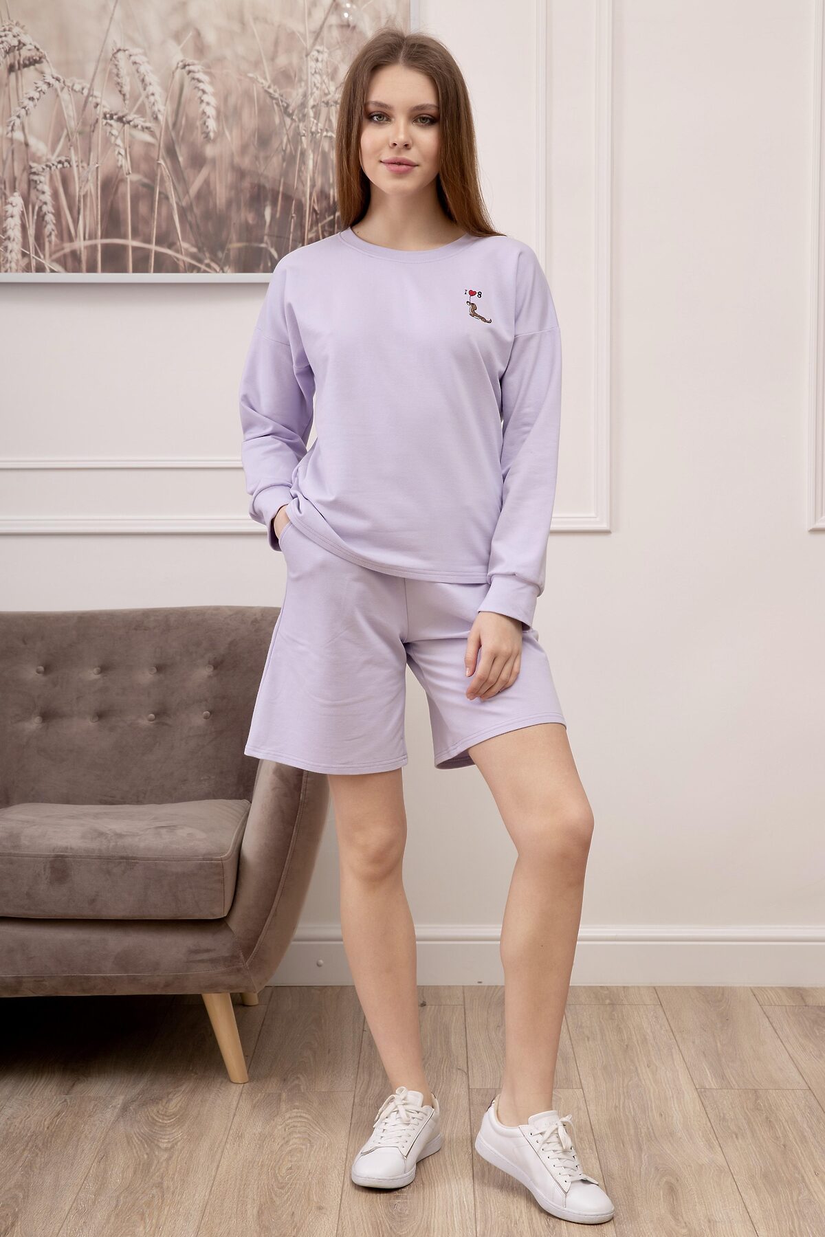 Костюм (Свитшот+Шорты) LIKA DRESS #862868Лиловый