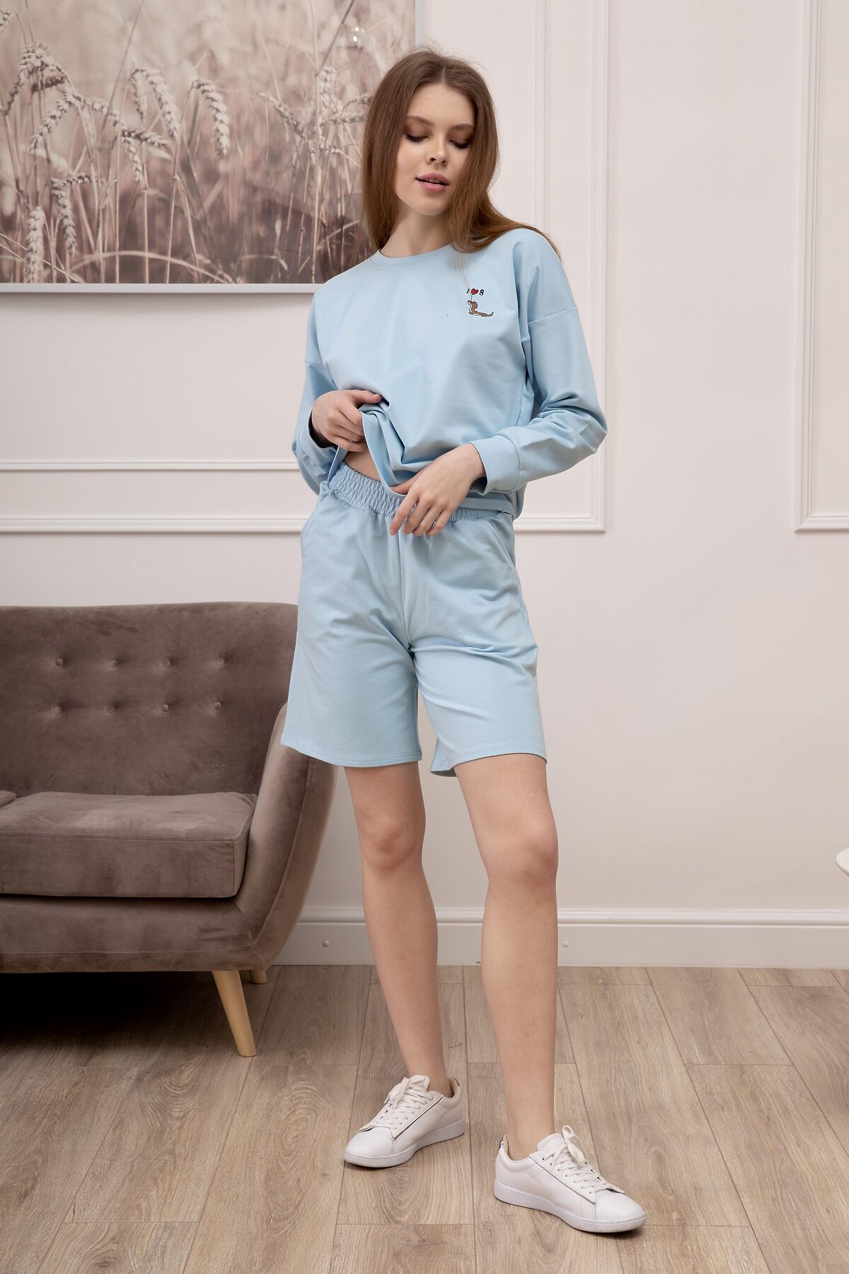 Костюм (Свитшот+Шорты) LIKA DRESS #862869Голубой